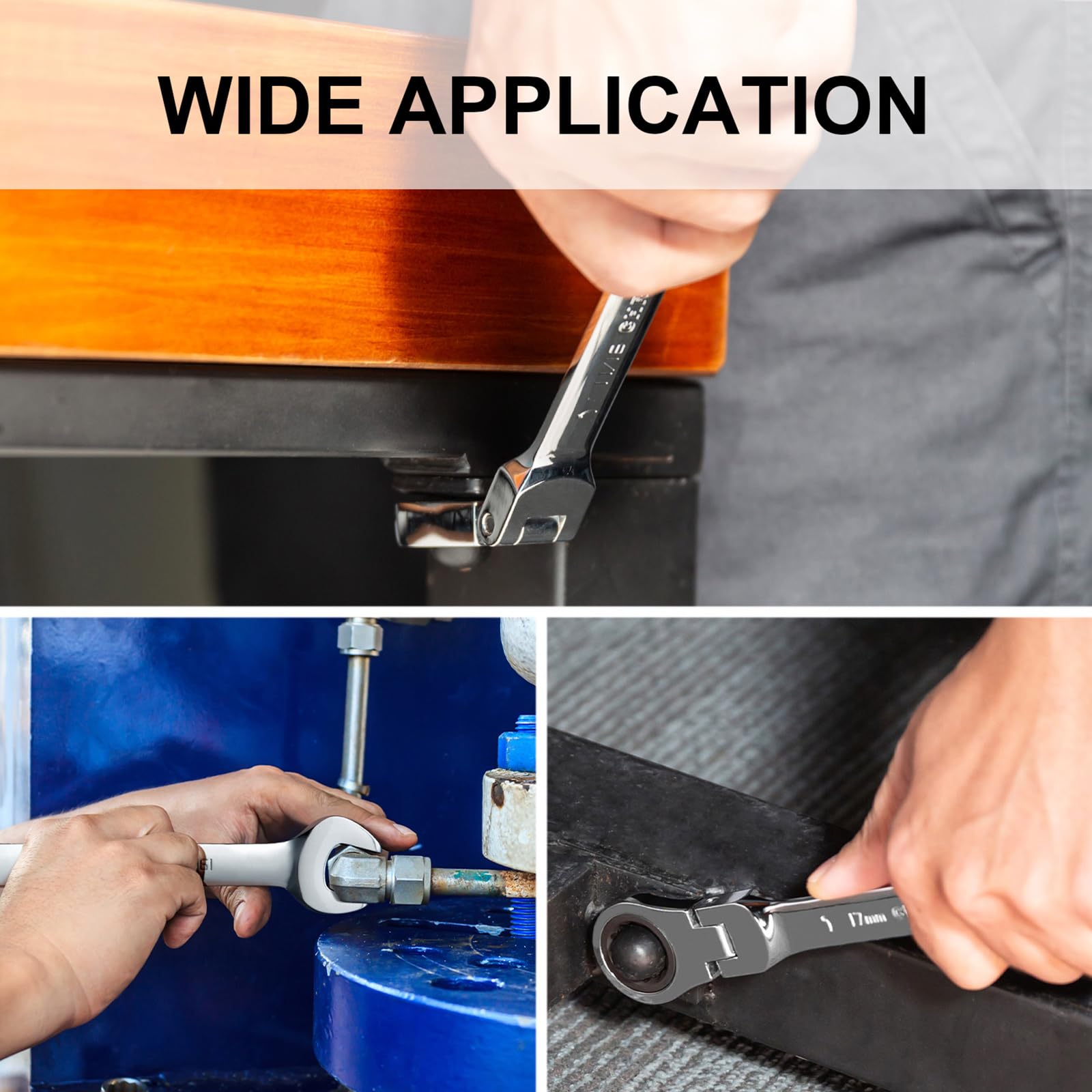 Jetech 11mm Flexible Head Gear Wrench, Industrial Grade Flex